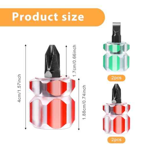 4 Pcs Stubby Screwdriver, Small Screwdriver with Flat Head and Phillips Head Tiny Stubby Tools Sewing Notions for Tight Spaces DIY Repairing Sewing Machines