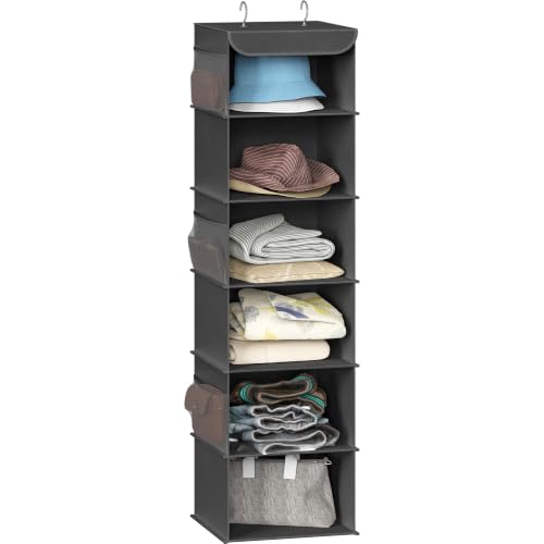Simple Houseware 6-Shelf Hanging Closet Organizer Dark Gray - Space-Saving Wardrobe Storage
