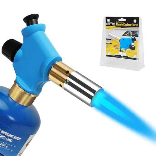 BLUEFIRE propane torch Handy Torch Head Push Button Trigger Start Nozzle Torch Fuel Propane MAPP MAP PRO Gas Cylinder blowtorch is suitable for welding Soldering Brazing Cooking Glass Beads DIY(torch)