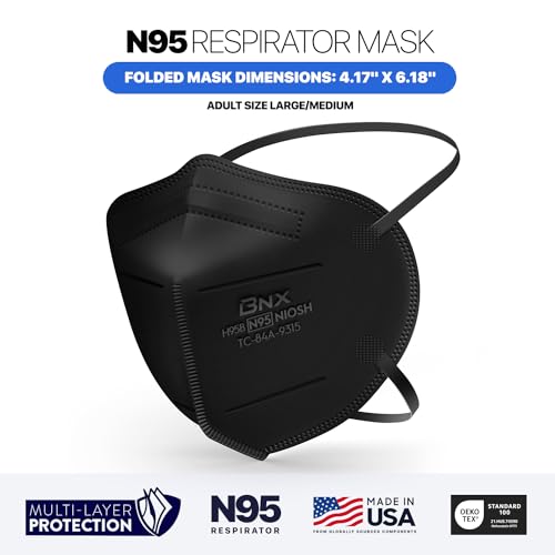 AccuMed N95 Respirator Mask Black 20-Pack NIOSH Certified Face Masks