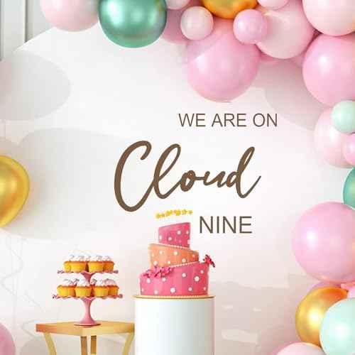 We are On Cloud Nine Decal, We are On Cloud Welcome to Baby Shower Sign, Baby Shower Decor,Gender Reveal Party Stickers, Engagement Photo Booth Backdrop.