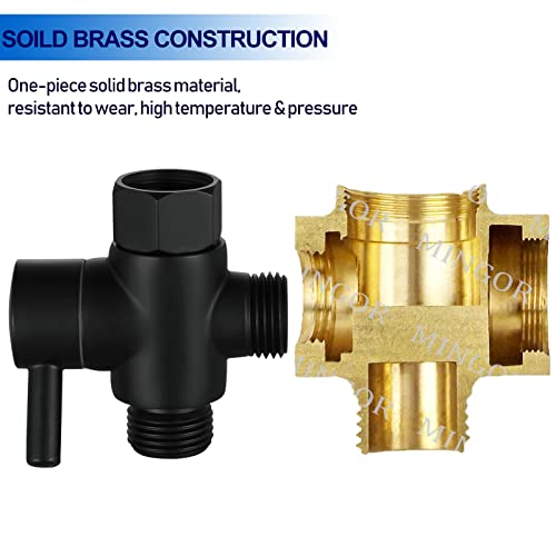 Matte Black Brass Shower Arm Diverter Valve G1/2 - 3 Way Bathroom Fitting