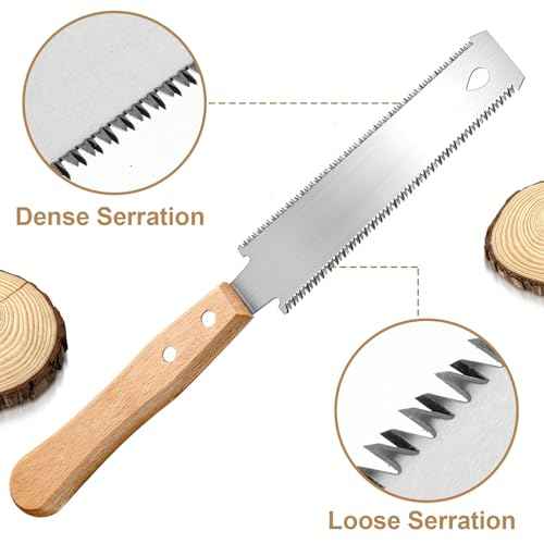 Gisafai 2 Pcs 6 Inch Japanese Hand Saw Small Woodworking Flush Cut Flexible Double Edge Tpi 17/14 Pull Woodworking Saw for Craft Mini Wood Handle Garden Trim for Hardwoods Softwoods DIY