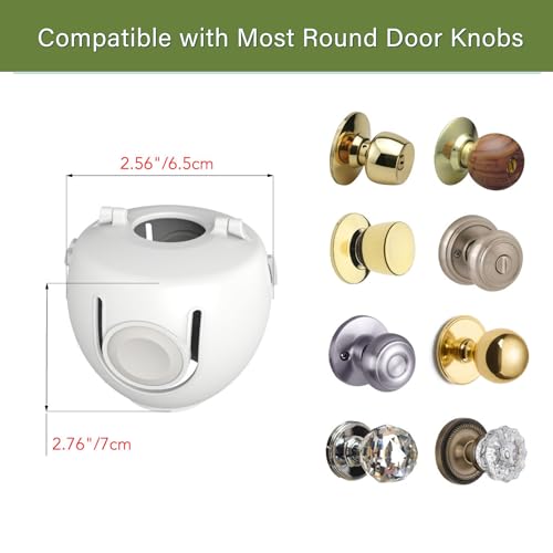 Heart of Tafiti 4-Pack Child Proof Door Knob Covers for Toddlers, Easy Snap-In White Safety Guards