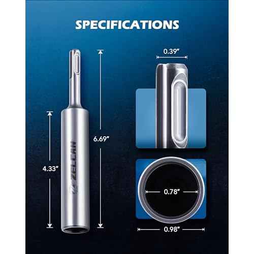 ZELCAN SDS Plus Ground Rod Driver, Heavy Duty Ground Rod Bit Driver for 5/8 Inch & 3/4 Inch Grounding Rods, Compatible with Bosch Dewalt Milwaukee Hilti and All SDS-Plus Rotary Hammer Drills