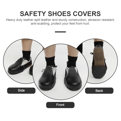 Guard Steel Toe Covers: Heavy Duty Leather Overshoes for Work Boots with Adjustable Strap (Size 5-12 US)