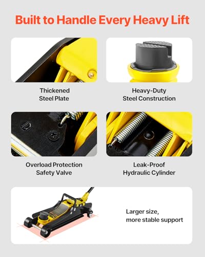 VEVOR 2.5 Ton Low Profile Steel Racing Floor Jack - Heavy Duty Car Lifter