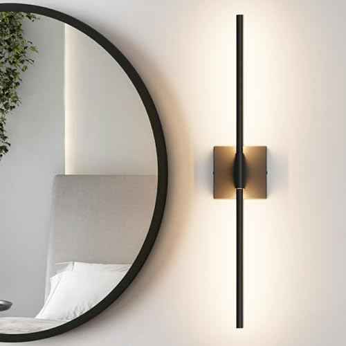 28In Black Vanity Light Modern LED Bathroom Light Fixtures Over Mirror 3000K 360¡Æ Rotatable Bathroom Sconce for Living Room