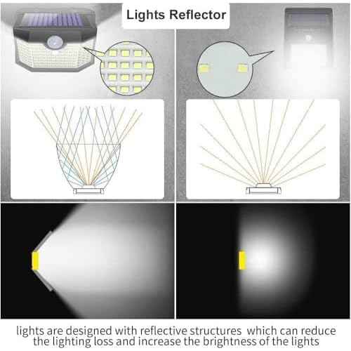 HMCITY 120 LED Outdoor Solar Lights with Motion Sensor and 3 Lighting Modes, IP65 Waterproof Wide Solar Wall Lights Ideal for Garden Patio Yard (Front Button 6Packs, Daylight White)