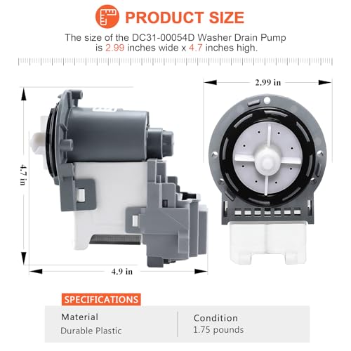 Beaquicy DC31-00054D DC31-00187A Washer Drain Pump Replacement for Samsung WA4 WA5 WF2 WF3 WF4 WF5