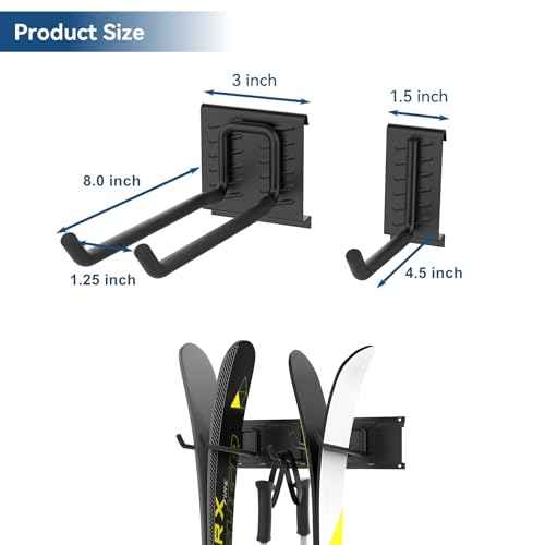 WALMANN Garage Storage Organization System Ski Wall Rack 2 Pairs of Skis Mount Hanger Home Shed and Garage Snowboard Wall Rack Holds Up to 100 lbs