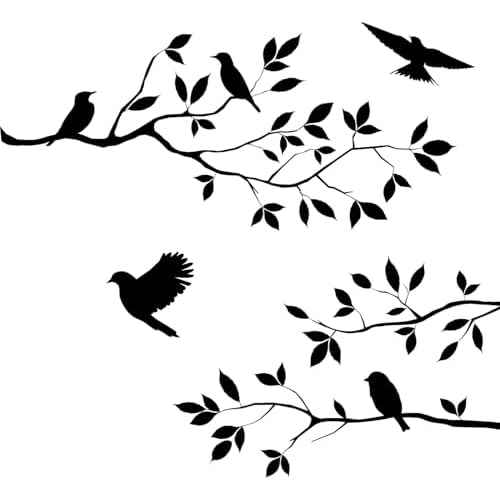 Burnish Birds & Blossoms Vinyl Wall Decal, 16 x 24-Inches