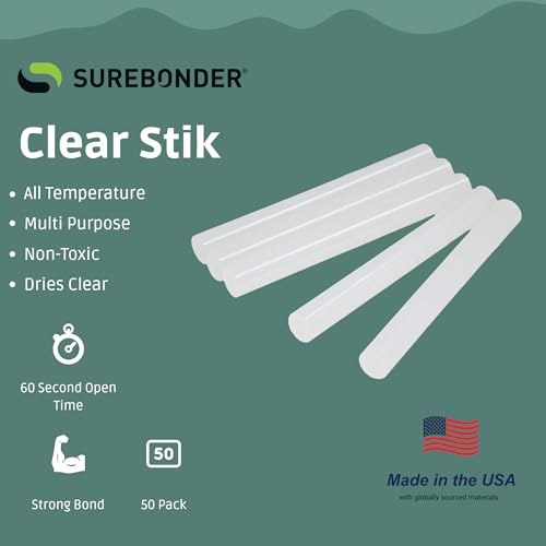 Surebonder 4-Inch Full Size All-Purpose Hot Glue Sticks 50 Pack for Full-Size Glue Guns