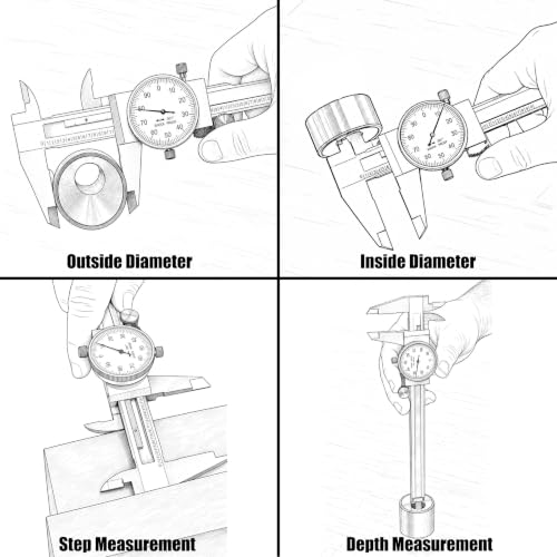 HFS 0-6 Inch Dial Caliper, 0.001 Accuracy, 4-Way Measuring