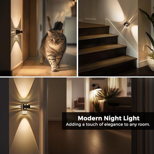 L LOHAS LED Night Light Projector Black / Soft White – Wall Plug-In Sensor Light