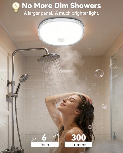 Gotopceed IP65 Waterproof Rechargeable Shower Light - 6 Inch, Multicolor, 300LM
