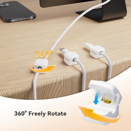 Daisyhome White Rotatable Cord Organizer with Strong Adhesive, 8-Pack