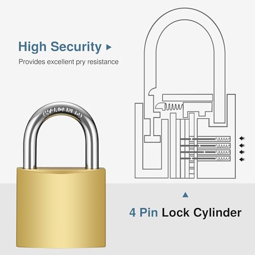 Puroma 2-Key Padlocks 32mm with 6 Keys - Luggage, Locker & School Lock