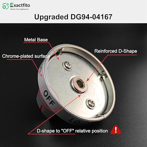 Samsung DG94-04167 Stove Knob Replacement — Upgraded Chrome D-Shaped Dial