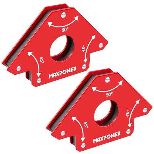 MAXPOWER Welding Magnets, 2-piece Welding Magnet Set, 75 LBS Holding Power Welding Accessories, 45¡Æ and 90¡Æ Angle Welding Magnet Holder for Welding Work