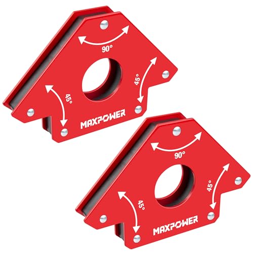 MAXPOWER Welding Magnets, 2-piece Welding Magnet Set, 75 LBS Holding Power Welding Accessories, 45¡Æ and 90¡Æ Angle Welding Magnet Holder for Welding Work