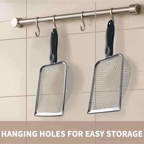 2 PCS 2-in-1 Gardening Soil Sifter Set with 3.8/5mm Mesh, Garden Sieve & Shovel Sifter Screen Potting Scoop for Sand, Dirt, Rock Compost, Stainless Steel & Ergonomic Handle