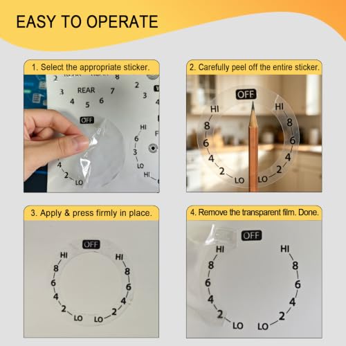 UV Stove Knob Decals - 2 Sets, Premium Water-Resistant Knife-Edge Sticker Labels for Gas/Oven Dials