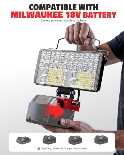 LIVOWALNY 27W LED Work Light for Milwaukee 18V Batteries, 14800LM, Yellow