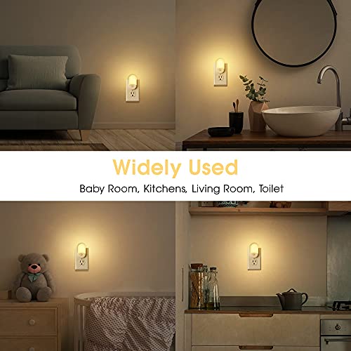 L LOHAS LED Night Lights Plug into Wall 2 Pack Soft White Dimmable Auto Sensor