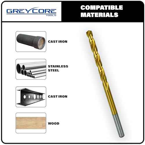 Greycore Tools 1/8 Inch x 6 Inch Cobalt Aircraft Extension Bit ? 2 Pack M35 Cobalt Drill Bit, Industrial Titanium Coating ? Drill Bits for Steel, Hard Metal, Cast Iron, Wood, Plastic (1/8" x 6")