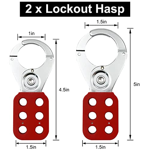 SAFBY Red Lockout Tagout Kit for Electrical Safety OSHA Compliant Group Lockout Hasps & Padlocks