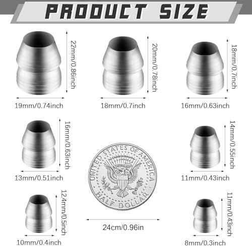 21 Pcs Safety Round Axe Handle Wedges Hammer Splitting Axe Wedge Hand Metal Round Steel for Claw Hammer Sledge, Mauls Handle Kit (0.31/ 0.39/ 0.43/ 0.51/0.63/0.71/ 0.75 Inch)