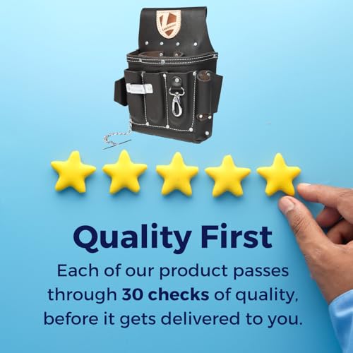 Heavy-Duty Full Grain Leather Tool Belt for Electricians ? Multi-Pouch Construction Work Gear with Key Clip, Durable Carpenter Utility Belt for Men (Style 2, Standard)