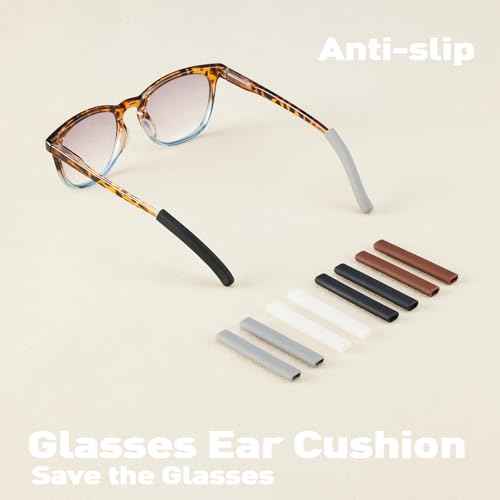 Anti-Slip Glasses Ear Cushion, Silicone Eyeglasses Temple Tips Sleece, Soft Glasses Grip, Comfort Eyeglass Cushions, Eyeglass Grips for Men, Women, Glass Accessories (3 White Pairs)