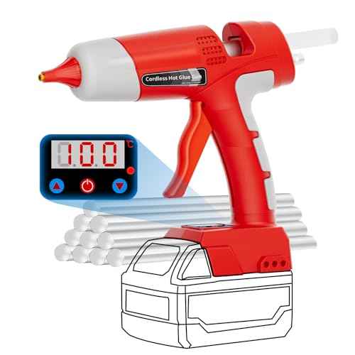 Cordless Hot Glue Gun Full Size for Milwaukee M18 18V Battery, 100W Portable Hot Glue Guns Adjustable Temp & Glue Output for Crafts & DIY, Home Repairs, Holiday Decorations, School Projects