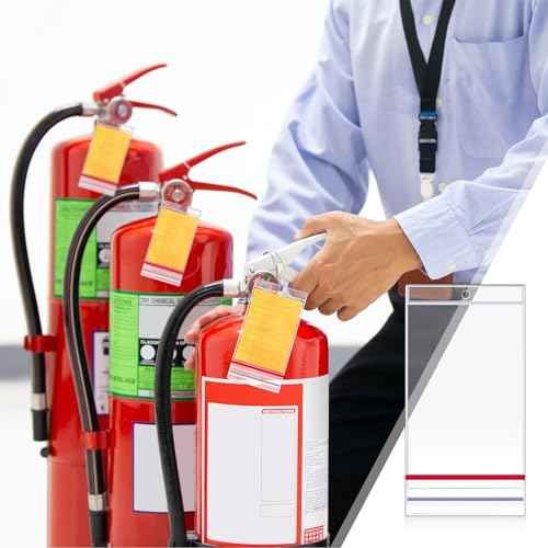 Faccito 50 Pcs Resealable Fire Extinguisher Tag Cover Waterproof Clear Fire Extinguisher Inspection Tag Covers Plastic Sleeve Annual Card Holder Label Bags