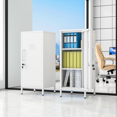 pozdeg 35.43in White Lockable Metal Storage Locker with Adjustable Shelf