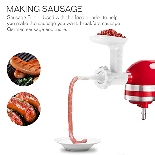 Fruit & Vegetable Strainer & Grinder Attachment Set for KitchenAid White - Includes Sausage Tubes