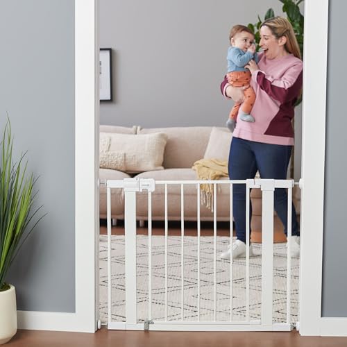 Safety 1st Easy Install Walk-Through Baby & Pet Gate 29-38" White, 28" Tall, 1-Pack
