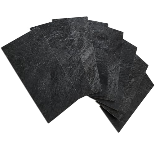 AULIGET Black Slate Peel and Stick Backsplash Tiles - 100 pcs, 3x6 inch, Faux Stone for Kitchen & Bathroom, Variation: Black Slate / 100