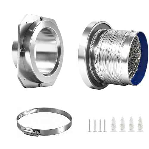 Magnetic Dryer Vent connector, Easy to clean and install dryer vent, Magnetic Dryer Vent Coupling Kit including a 3.3 FT 4" Duct and one Clamps