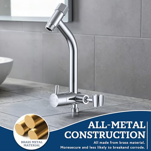 G-Promise 6-Inch All Metal Shower Diverter with Low Handheld Holder - Chrome, Model Lower 6 Inch