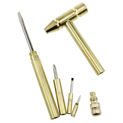 Brass hammer 6 in 1 mini multi-function anticorrosive and rust-proof small copper hammer For repair tools Drones, mobile phones, laptops, watches -1pcs