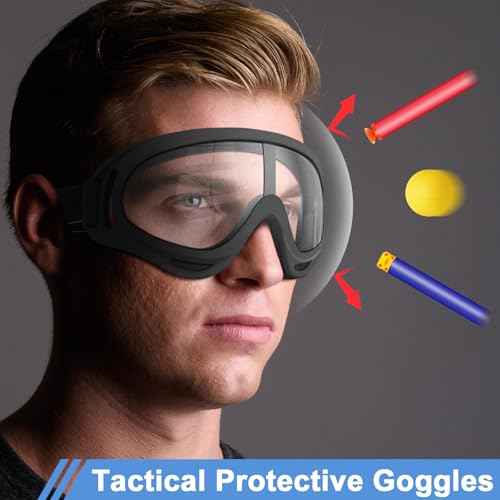 POKONBOY Protective Goggles/Safety Glasses/Motorcycle Eyewear Compatible with Nerf Guns for Kids Teens Game Battle Outdoor
