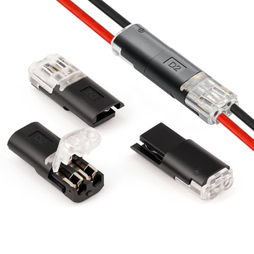 50 Pack Low Voltage 2 Pin Wire Connectors for Landscape Lighting & LED Strips