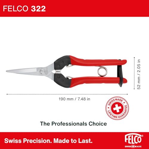 Felco F322 Pruning Snips 1.8in Straight Coated Carbon Steel Garden Clippers