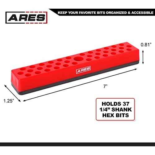 ARES 60011 - Red 37 Hole Hex Bit Organizer with Strong Magnetic Base - Keep Your Favorite Specialty, Drill, Tamper & Quick Change Bits Conveniently Organized and Accessible