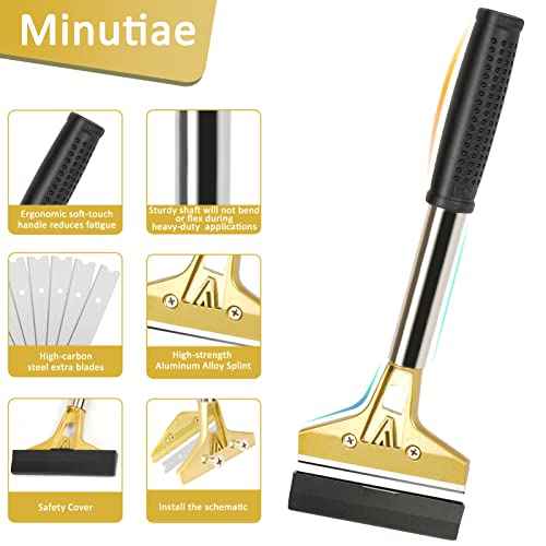 Razor Blade Scraper,Floor Scraper Tool with 20PCS Extra Blades,Paint Scraper Ideal for Cleaning Stove Top,Windows,Glass,Tiles,Wall,Labels.(4 in,Metal)