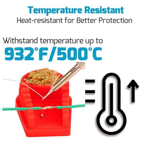 WEP S200 Red Soldering Wire Holder, Heat Resistant Silicone Stand with Brass Wool Tip Cleaner and 6 V-shaped grooves, Helping Hands for Soldering