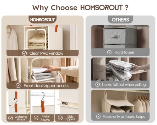 Homsorout 6-Tier Modular Hanging Closet Organizer Separable Beige / 6-Shelf